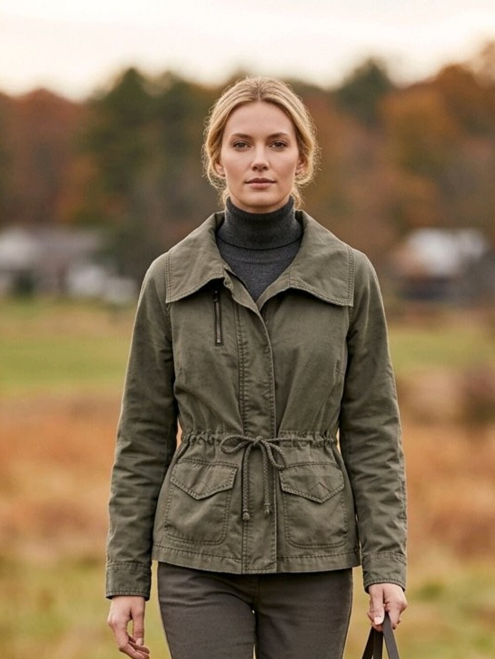 CASLON Military Green Utility Field Jacket Drawstring Waist